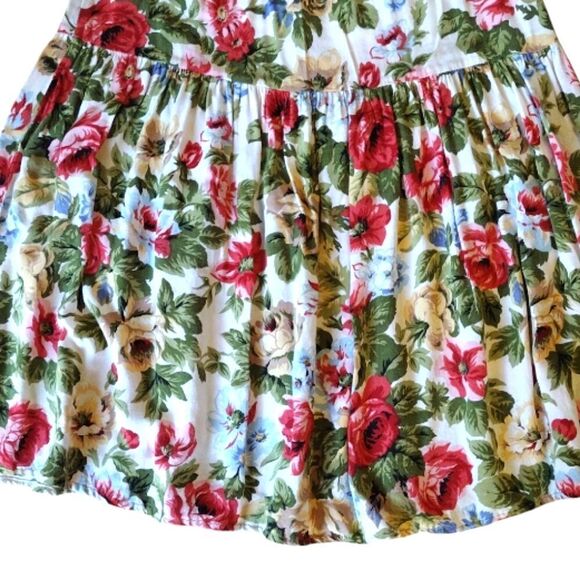 VTG 90s Colorful Floral High Waist Pull On Pleated Midi Skirt *fits like Med - Picture 11 of 16